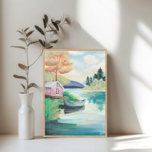 Bootshaus – A4-Kunstdruck eines Original-Acrylgemäldes