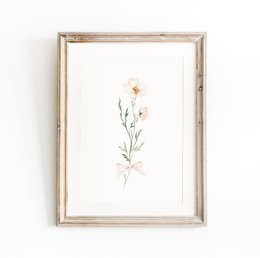 Flores de primavera de rubor con arco, póster de flores silvestres rosadas, estampado de ramo de flores silvestres, huella de guardería floral, póster botánico, póster de flores, huella de vivero floral, póster de flores silvestres, póster de vivero 