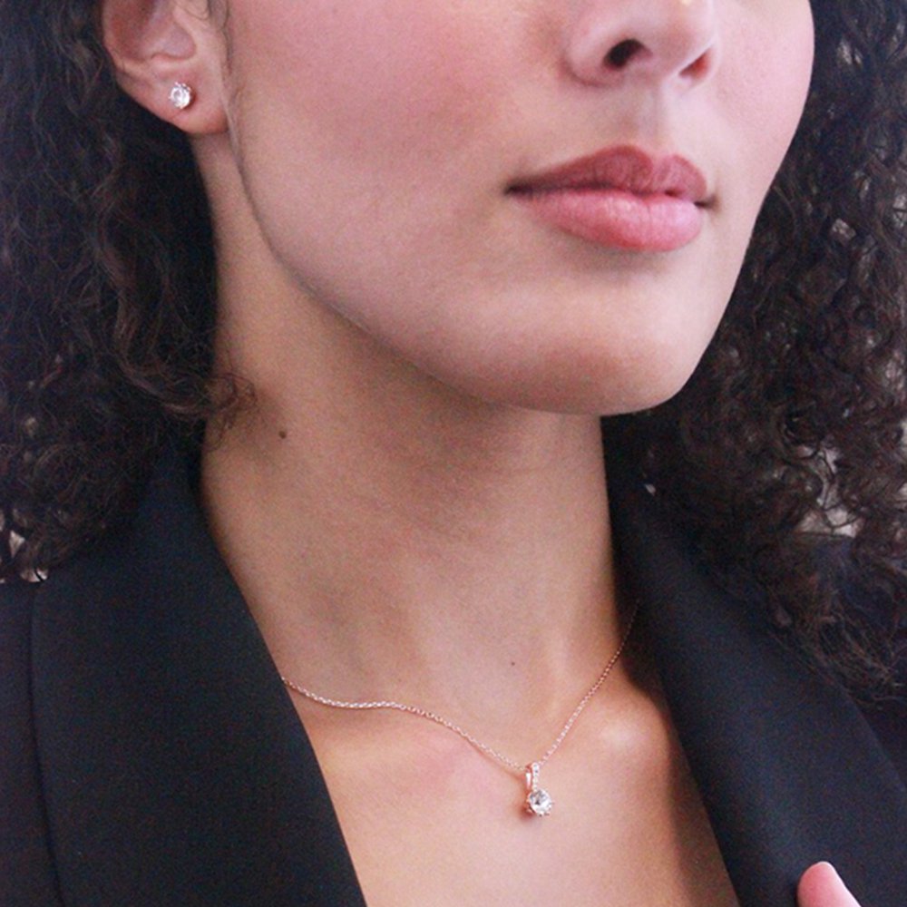 Boucles d'oreilles Kristine - Or RosÃ© et Cristal