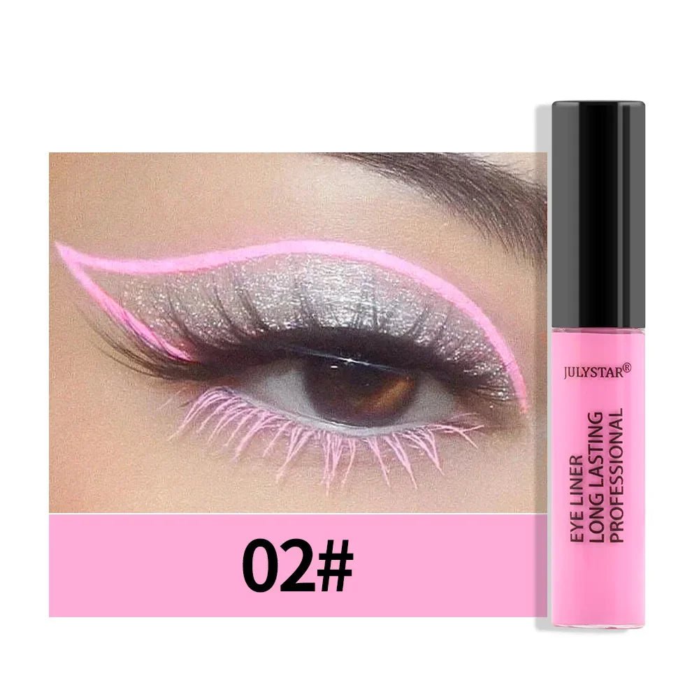 8 kleuren eyeliner vloeibaar potlood waterdicht gemakkelijk te dragen make-up matte eyeliner blauw roze groen wit zwart paars geel eyliner