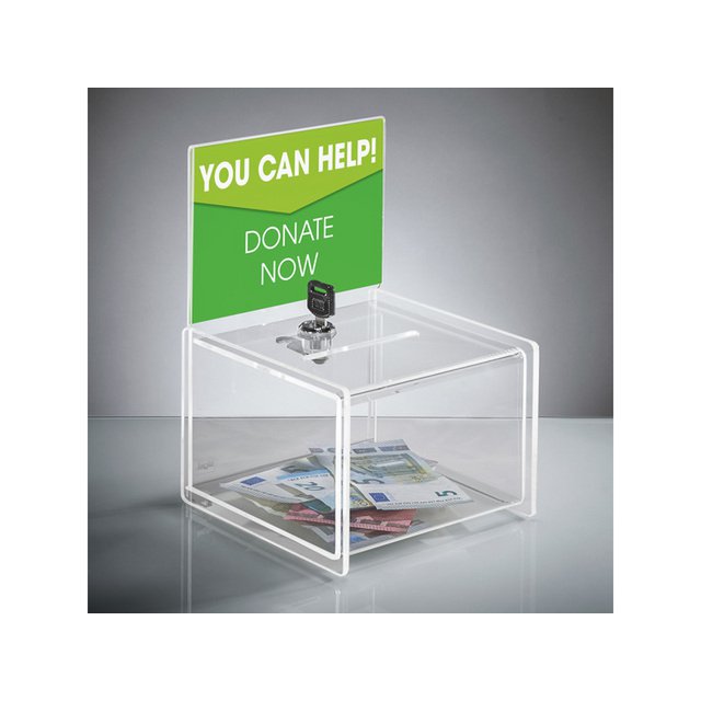 Boîte promotionnelle Sigel transparente A6 15x22x15 cm, verrouillable incl. serrure et 2 clés