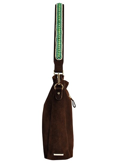 BOHO IBIZA BAG - Tracolla Menta Avorio (70cm) + Borsa Scamosciata (Cacao)