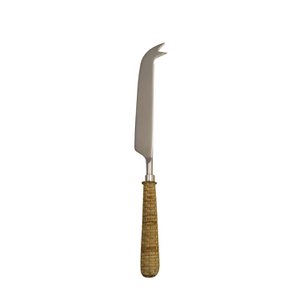 Beige kaasmes met rieten handvat