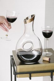 EDZARD decanter Gordon, vetro cristallo soffiato a bocca con bordo platino, altezza 30 cm, capacità 1,2 litri