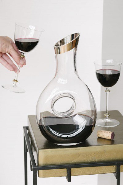 EDZARD karaffel Gordon, håndblæst krystalglas med platinkant, højde 30 cm, kapacitet 1,2 liter