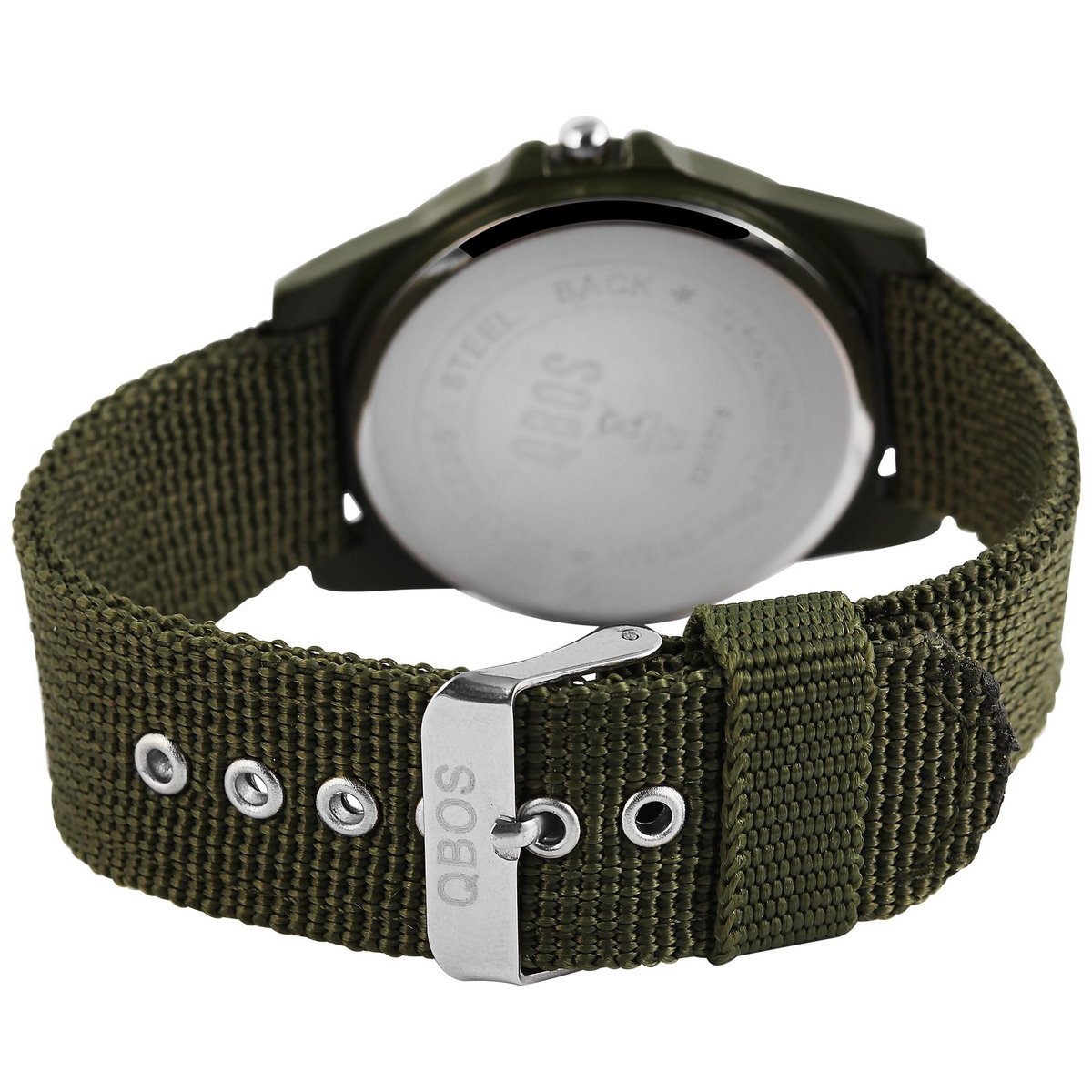 QBOS men's watch with textile strap, green