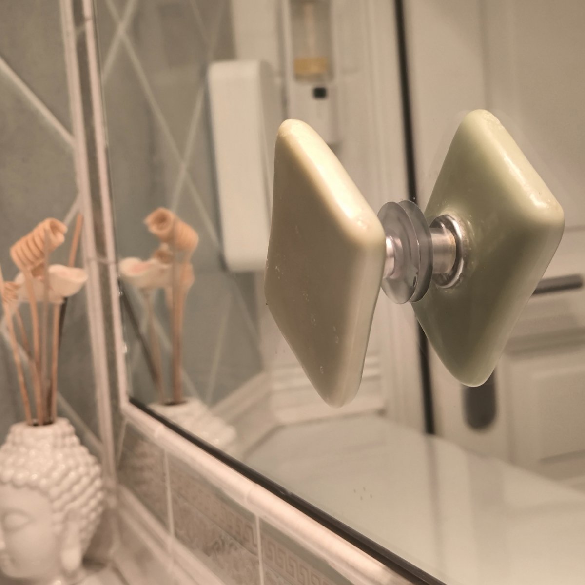 Magnetic Soft-free gap without drilling-hygienic & design-Bathroom wall fixation, kitchen, shower-dry soap-made in France