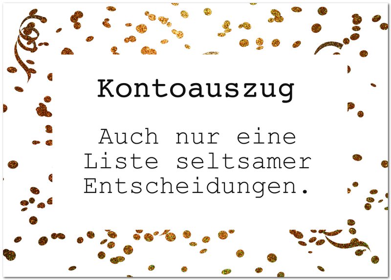 Postkarte "Kontoauszug"