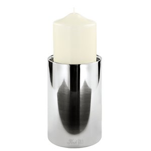 Staande kaarshouder SOBRIO RVS zilverkleurig Ø 10 cm H 15 cm