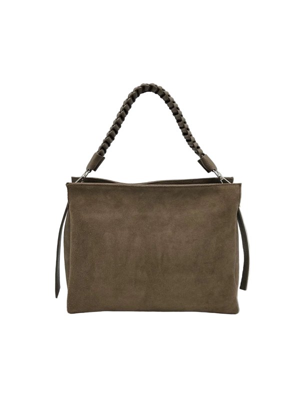 Suede and Genuine Leather Shoulder Bag, Made in Italy, art. 112756