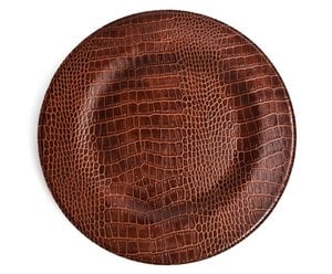 Charger plate, round crocodile, light brown