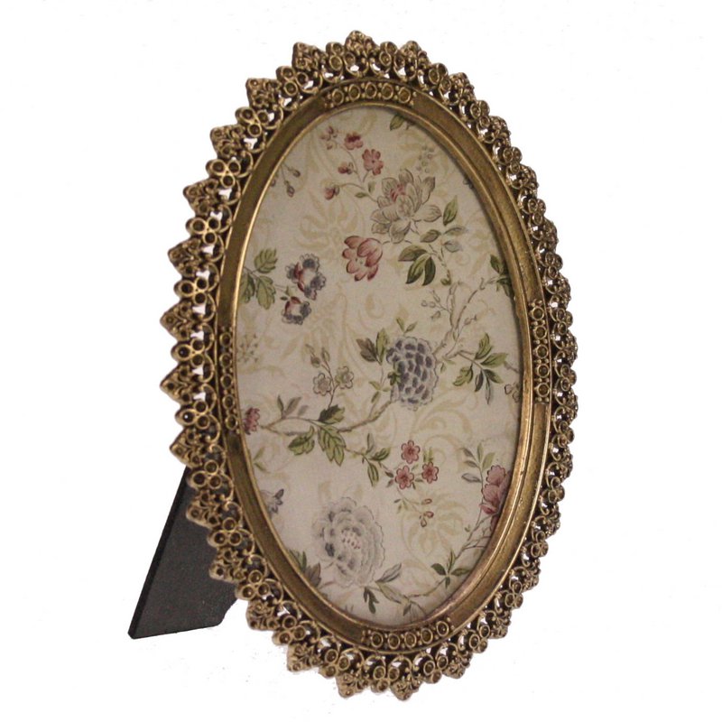 Photo frame oval antique gold colored