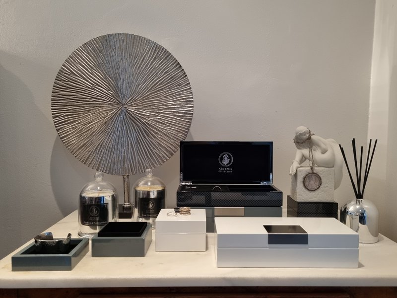 Juego de cajas para joyas / cajas de almacenamiento "gris" noble alto brillo
