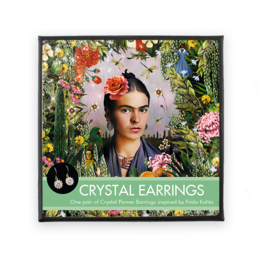 Gold plated earrings with glittering crystal stones,  inspired by  Frida Kahlo