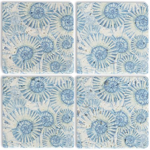 Stone Coaster Set - Blue Shellfish