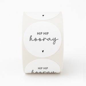Stickers | 250 on roll | Hip hip hooray | White