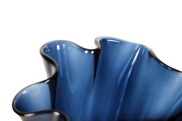 Vase glass wavy dark blue table vase blue glass vase 30 cm high