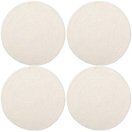 Manteles individuales | Comedor Algodón Acanalado Diámetro Blanco | Juego de 4