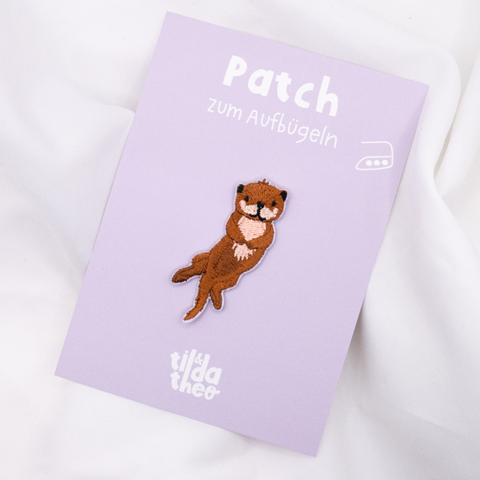 Patch Otter Aufnäher Süßer Tierpatch Shirt bedrucken - Kinder Geschenk Shirt verzieren Iron On Patch Ottergeschenk