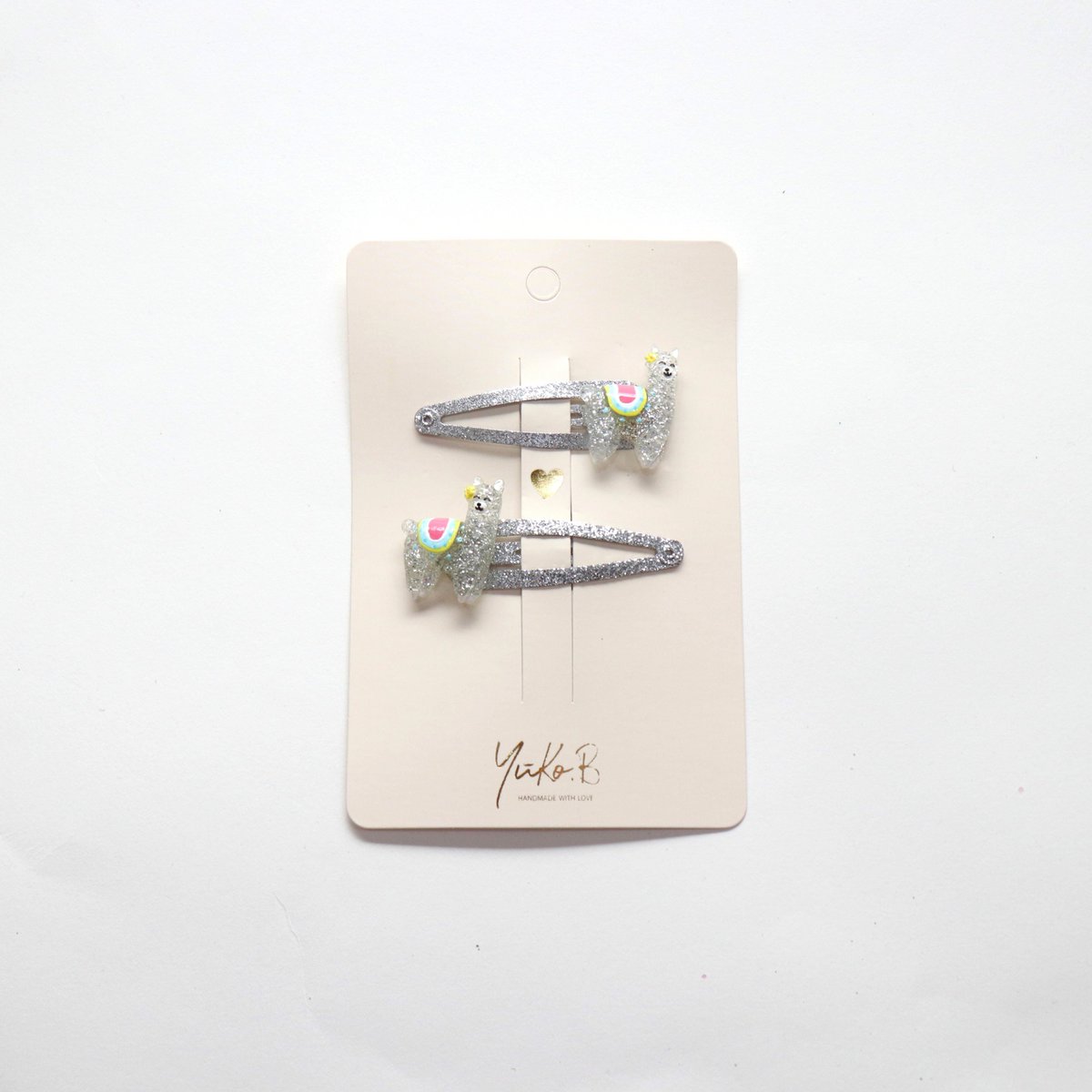 Hair clips - Inca silver llamas