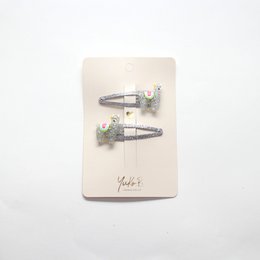 Hair clips - Inca silver llamas