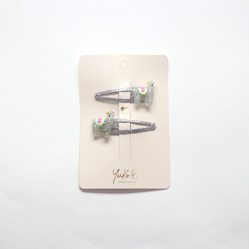 Hair clips - Inca silver llamas