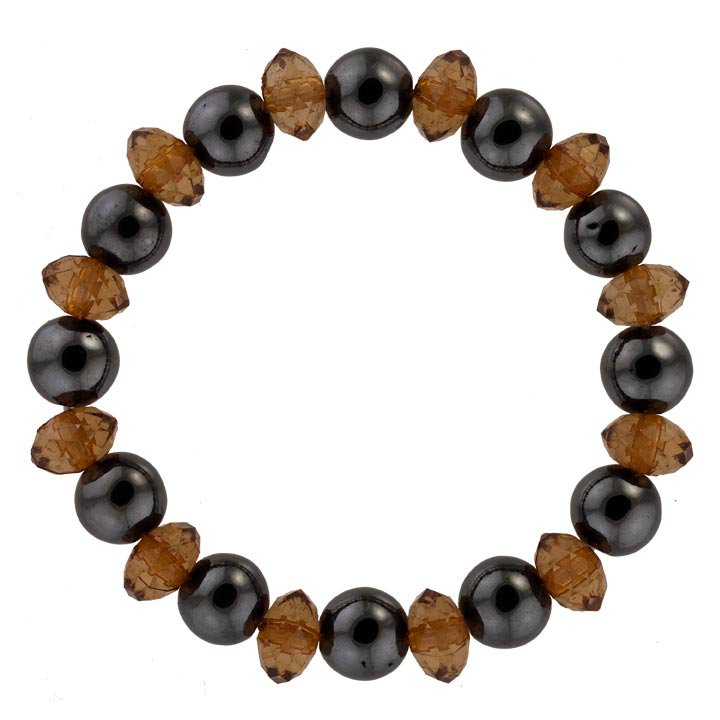 Hematite bracelet "Diamond", 10mm, bronze