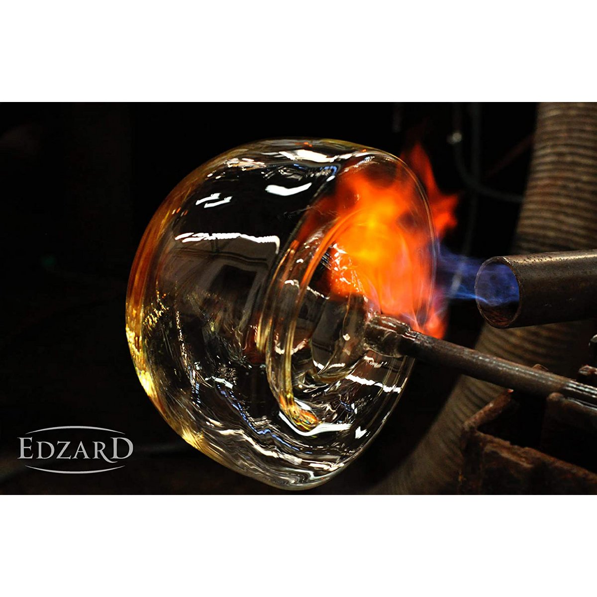 Lantern Stella (H 23 cm, ø 9.5 cm), dark crystal glass with platinum rim, hand-blown