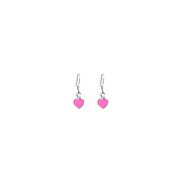 Rose pink heart-shaped drop earrings with playing card-inspired Queen of Hearts design.