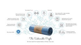Recycelte Hochleistungs-Müllsäcke 120 l, 70 µm, blau