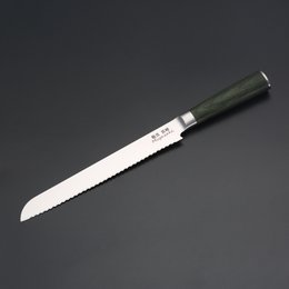 Miyazaki Kodawari Brotmesser 9", Griff Pakkaholz grün