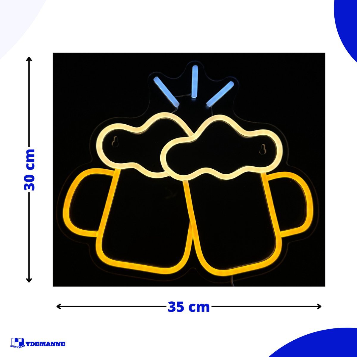 Neon Lamp - Beer Glasses Cheers - Incl. Hanging hooks - Neon Sign - 30 x 35 cm