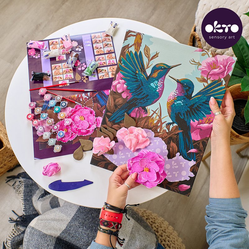 Okto Sensory 3D Air Clay En Kleuren Op Nummers - Kolibries In Love