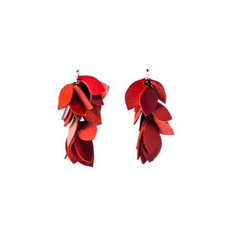 Handcrafted Leather Leaf Earrings – Layered Design - WHILE STOCKS LEAST