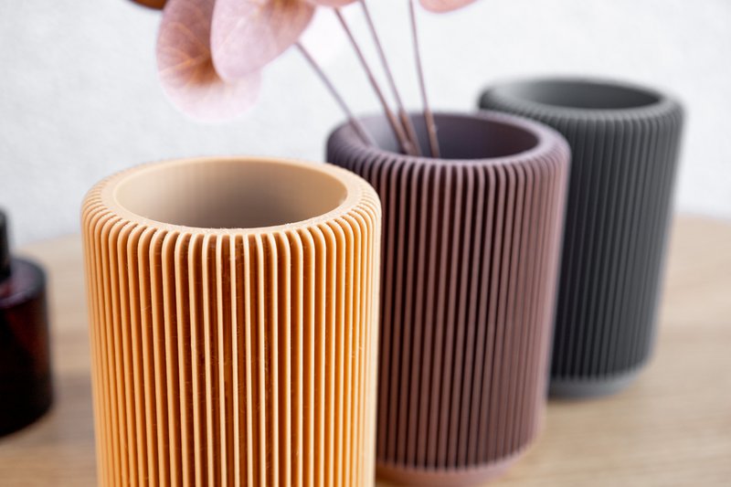 Earth Tone Round Ripple Organizer – Modern Geometric Storage Solution for Desk, Office, or Home Décor, Makeup Brush Holder, Office Desk Deco