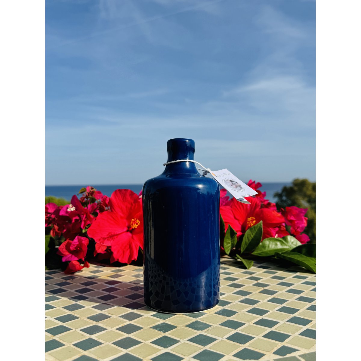 Handmade oil bottle of oil donors oil jug ceramic bottle "Unica" for olive oil & vinegar from Italy