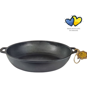 Cast iron barbecue pan - Ø 26 x 6 cm - Stew pan cast iron for each type of heat source - Black