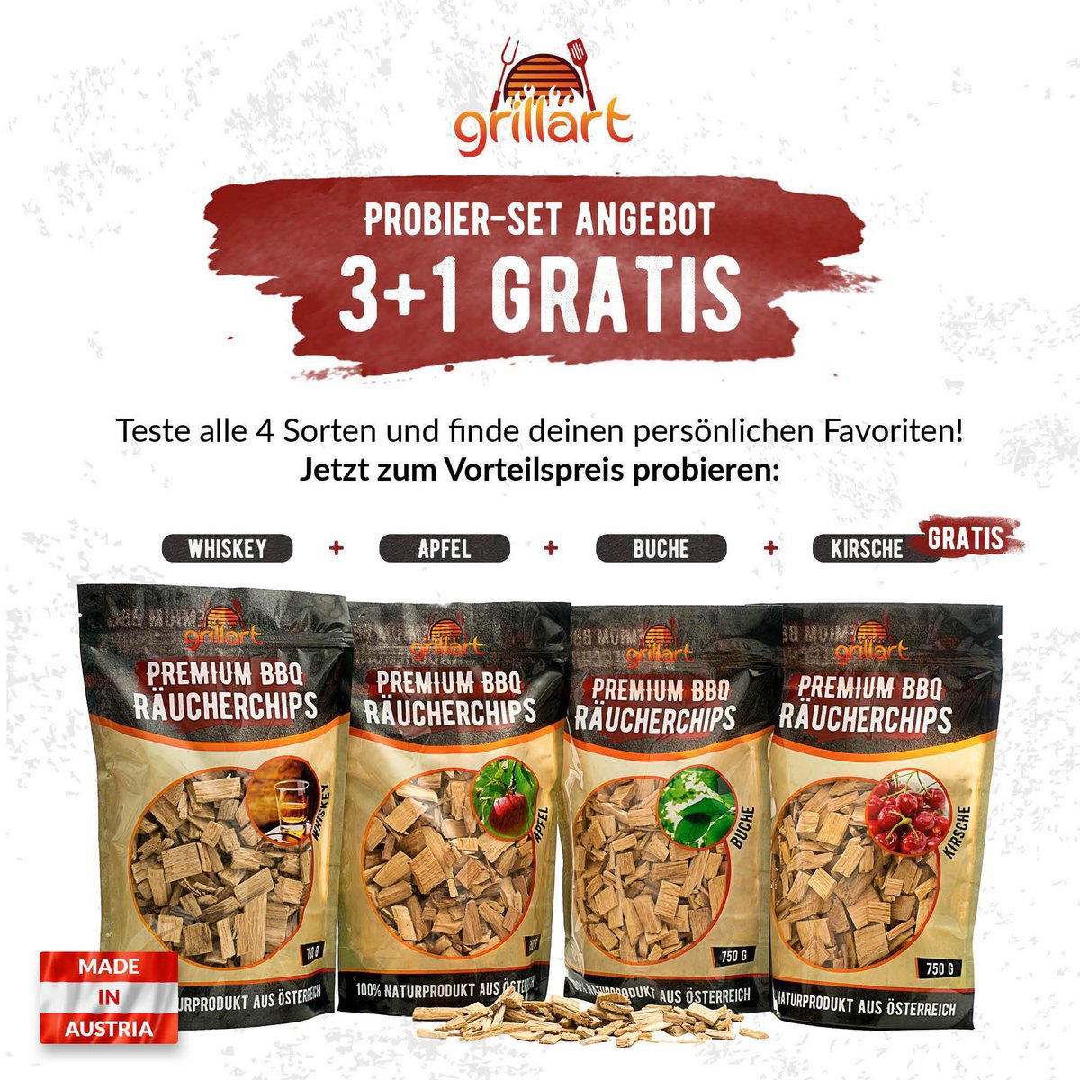 Mix di patatine per affumicare XL premium - legno per affumicare molto attivo / trucioli di legno - confezione conveniente