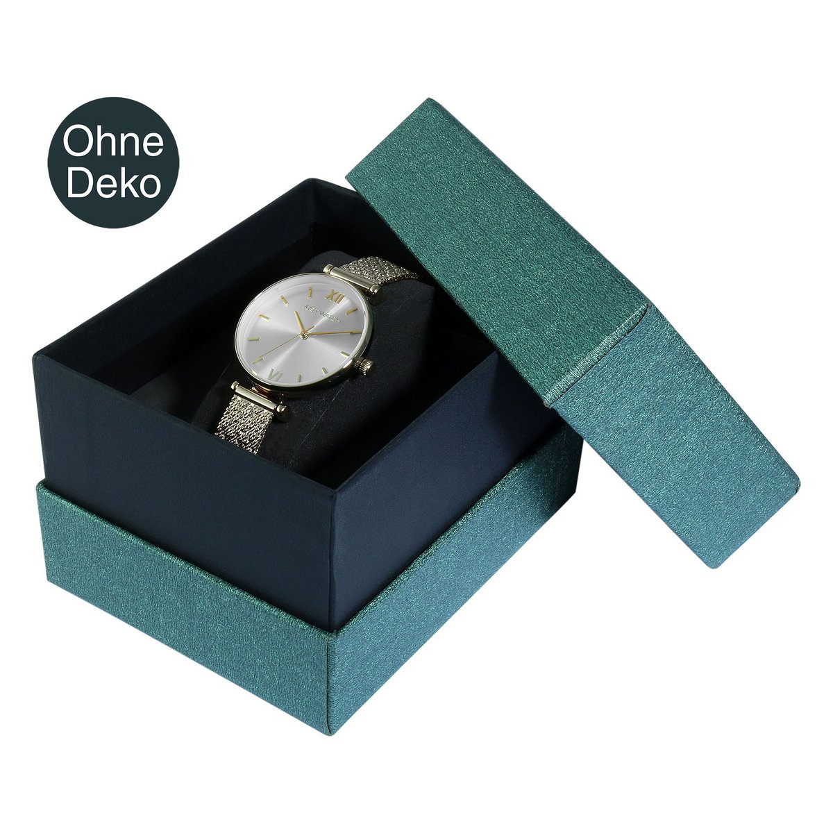 Watch box with removable lid, cardboard, 11 x 9 x 7 cm, dark green