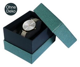 Watch box with removable lid, cardboard, 11 x 9 x 7 cm, dark green