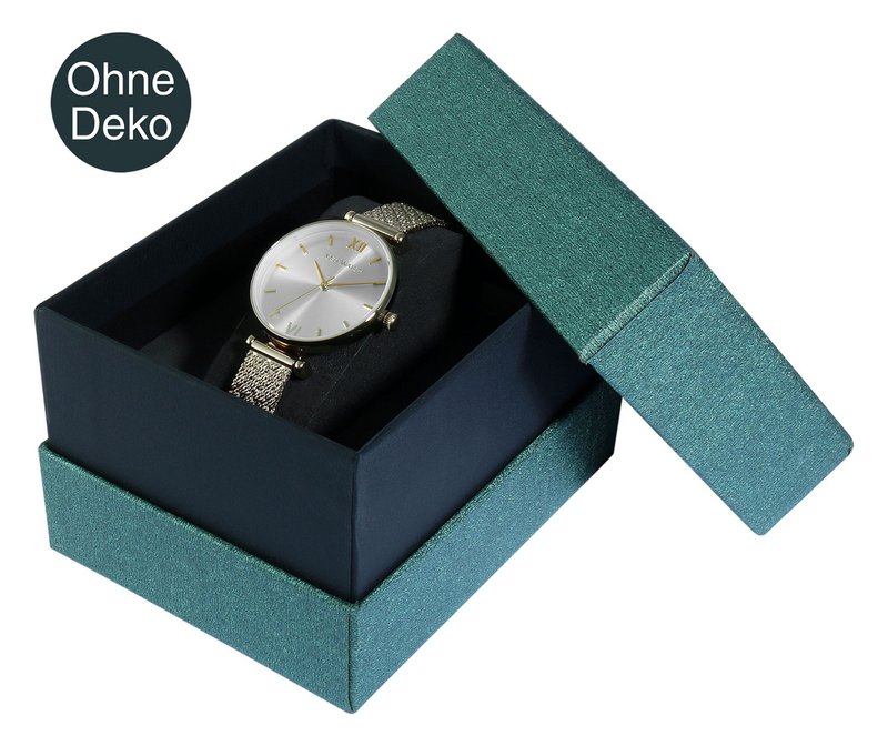 Watch box with removable lid, cardboard, 11 x 9 x 7 cm, dark green