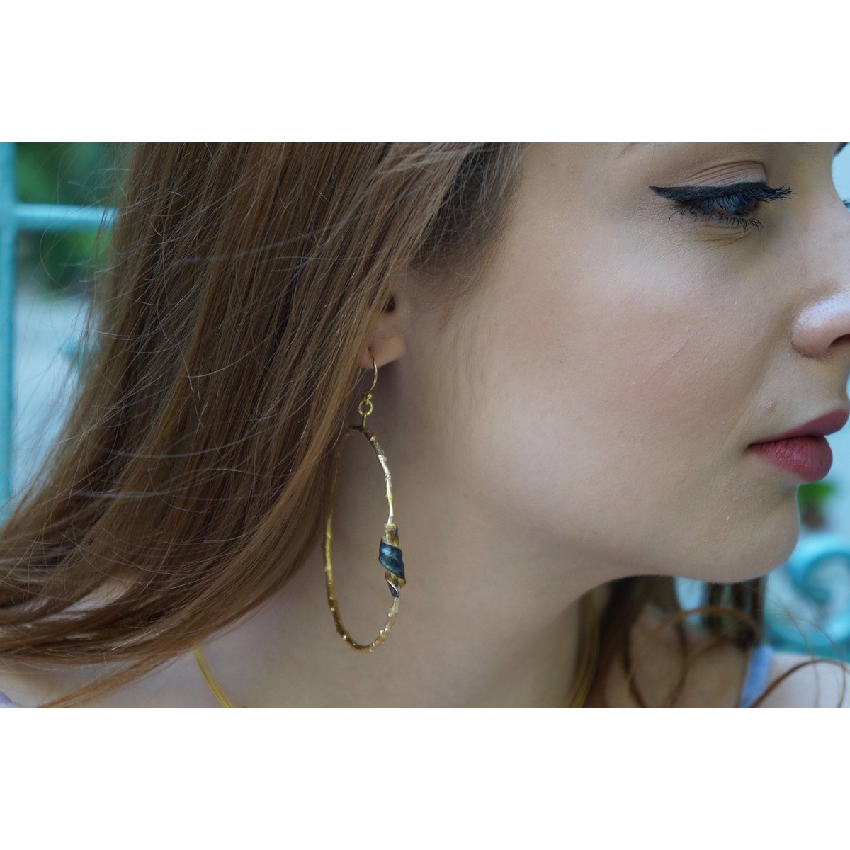 Olive Branch Earrings: Leaf Inspired Hoops (14k Gold Plated Silver)