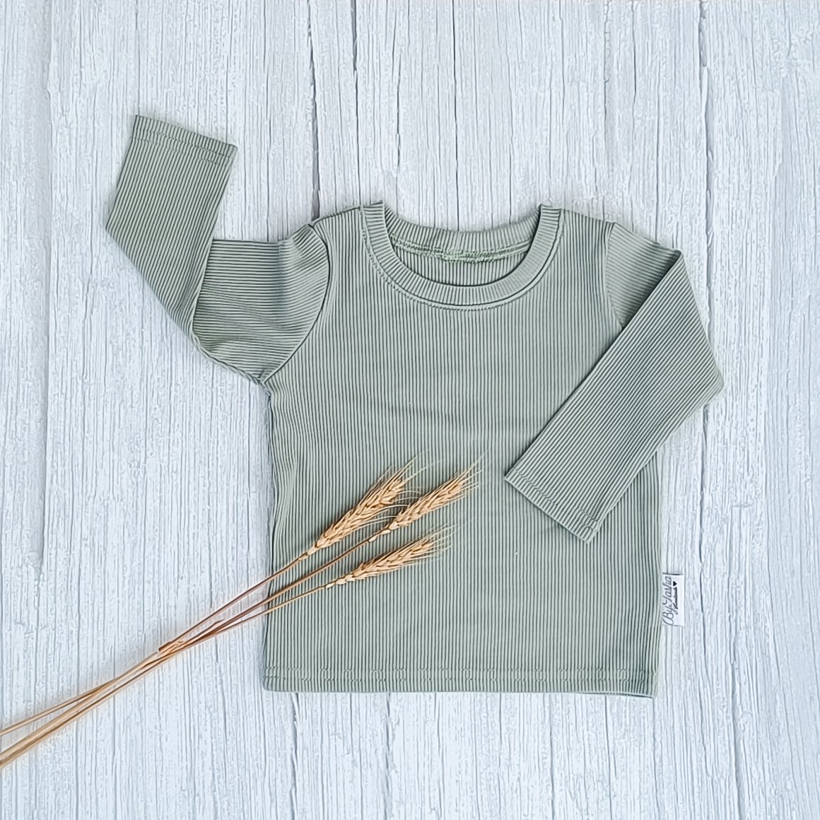 Longsleeve Rib Jersey Dusty Groen
