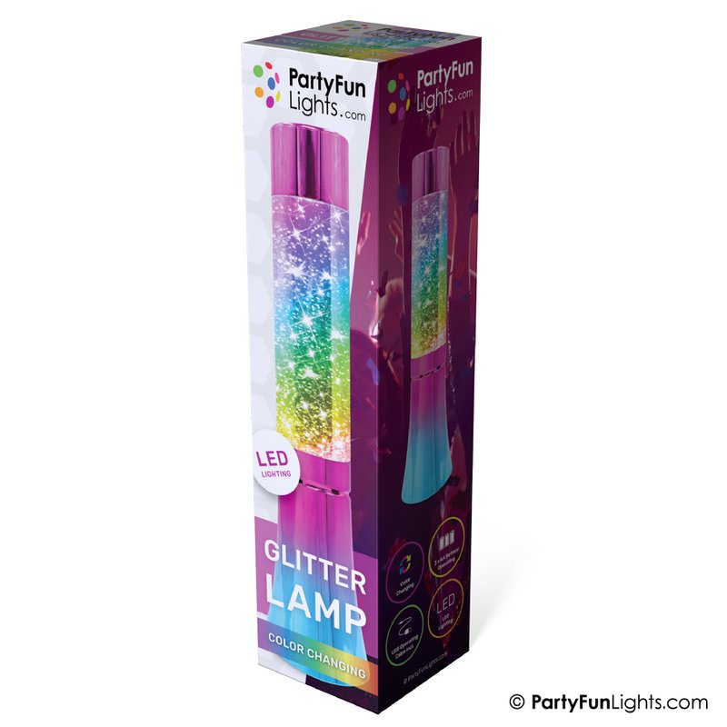 Glitter tornado lamp - battery operated - rainbow look