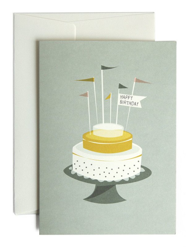 Cartolina d'auguri di torta di compleanno