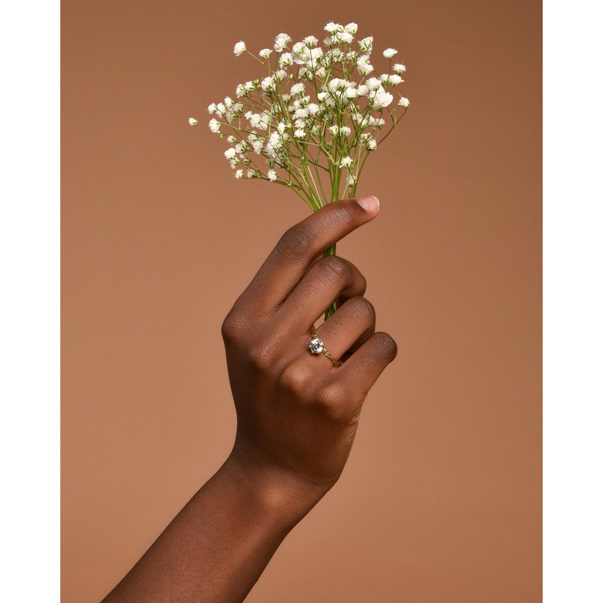 Cypress Twig Engagement Ring: Gold Plated Silver with Lab Diamond