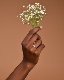 Cypress Twig Engagement Ring: Gold Plated Silver with Lab Diamond