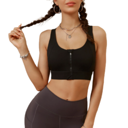 Zip up Sports Bra with Cross Back