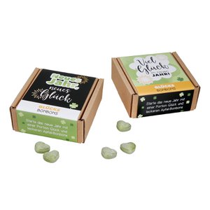 Bonbons; Display Apfel/Silvester 2fach sortiert, H.4 cm