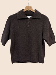 Pull col polo manches courtes en alpaga